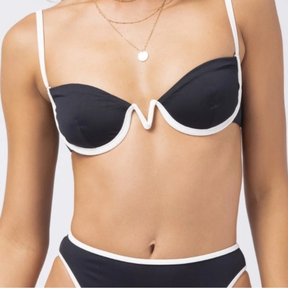 L*Space Black and White Bikini Top